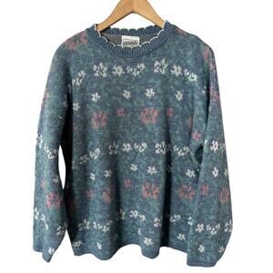 Vintage 90s Pastel Floral Fairy Kei Style Sweater 24W Made In The USA